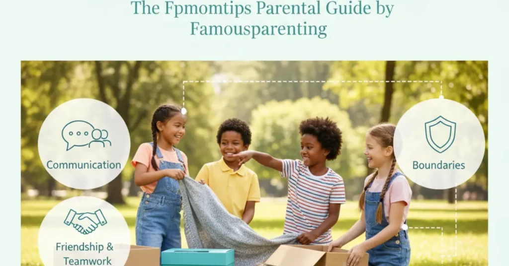 Children playing together and talking, building social skills and friendships guided by the Fpmomtips Parental Guide by Famousparenting