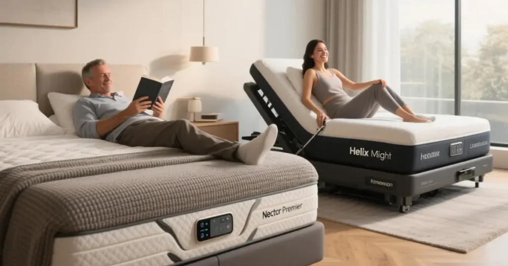 Comparison of Nectar Premier Hybrid and Helix Midnight Luxe mattresses for lumbar support.