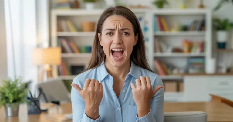 overwhelmed adult losing emotional stay calm at home during sudden family chaos